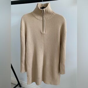 Long Sweater with Bell Sleeves and Zipper Detail